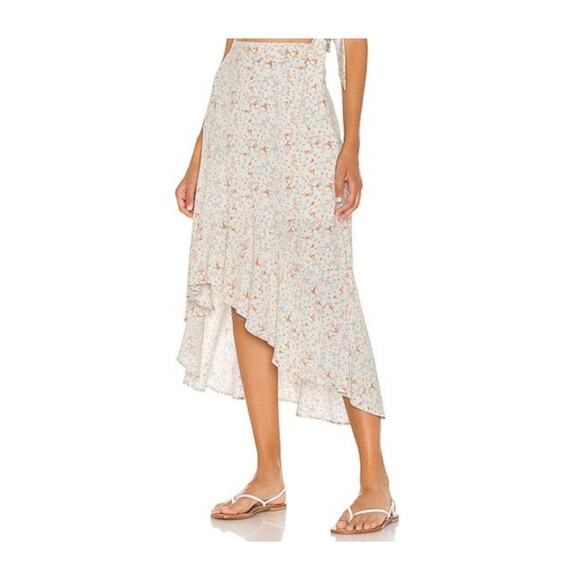 L Space Heat Wave Skirt Women Medium Floral Maxi Cream Viscose New with Tags - Picture 2 of 13